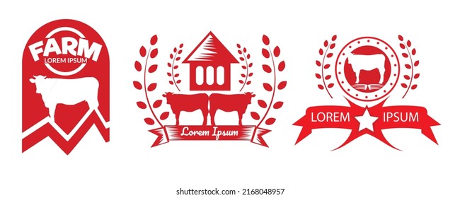 conjunto de plantillas de logotipo de granja de vacas