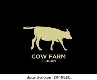 set cow flat gold with black background logo icon designs vector illustration sign silhouette