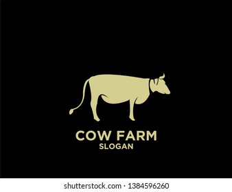 set cow flat gold with black background logo icon designs vector illustration sign silhouette