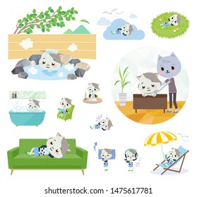 A set of cow girl about relaxing.There are actions such as vacation and stress relief.It's vector art so it's easy to edit.
