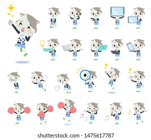A set of cow girl with digital equipment such as smartphones.There are actions that express emotions.It's vector art so it's easy to edit.
