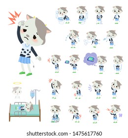 A set of cow girl with injury and illness.There are actions that express dependence and death.It's vector art so it's easy to edit.
