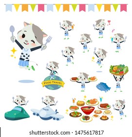 A set of cow girl on food events.There are actions that have a fork and a spoon and are having fun.It's vector art so it's easy to edit.
