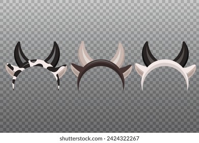 set of cow headbands in vector