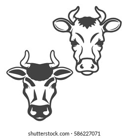 Set of cow heads isolated on white background. Design elements for logo, label, emblem. Vector illustration.