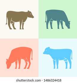 Set of Cow logo. Icon design. Template elements