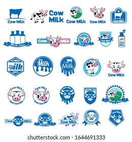 set of cow and milk logo concept vector illustration