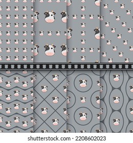 Set of Cow seamless pattern
