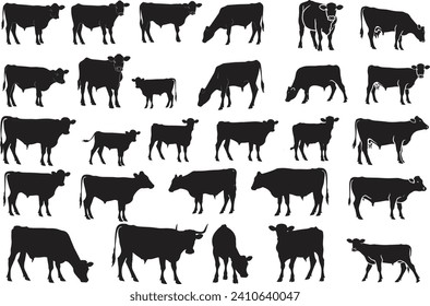 Set of Cow Silhouette Collections