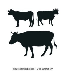 Conjunto de Vector de silueta de vaca 