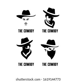 set of cowboy bandit head logo icon design 