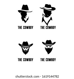 set of cowboy bandit head logo icon design 