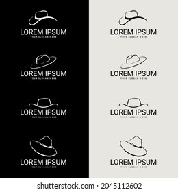 conjunto de ilustración vectorial del icono del logotipo de Cowboy. Icono de vector lineal en un estilo plano.