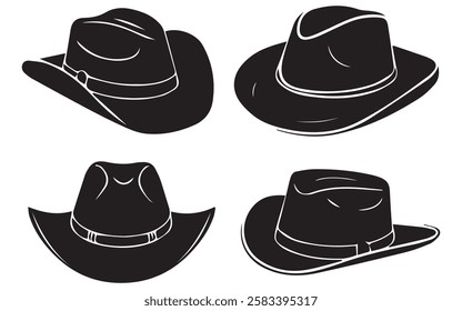 Set of Cowboy Hat Silhouettes