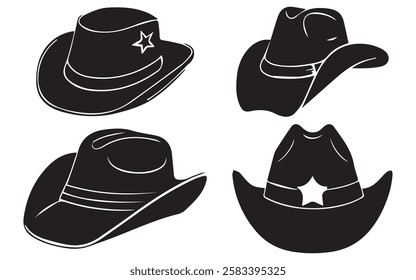 Set of Cowboy Hat Silhouettes