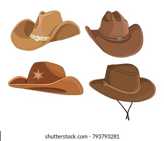 Set Of Cowboy Hat Vector Isolated Graphic | Wild West Element