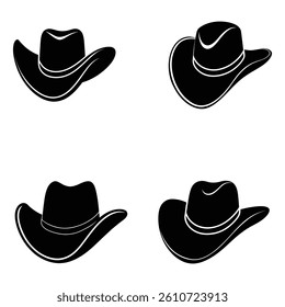 Set of cowboy hats silhouette vector design