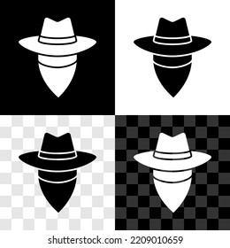 Establece el icono de Cowboy aislado en un fondo transparente y negro y blanco.  Vector
