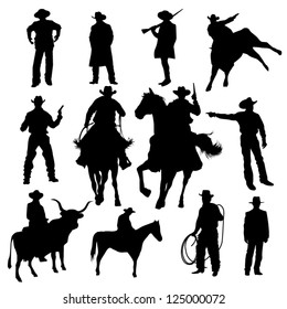Set of cowboy silhouettes