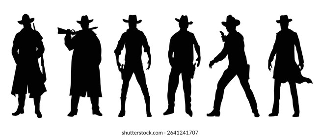 Set of cowboy vector illustration
