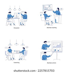 Zusammenarbeitende Flachillustrationen 
