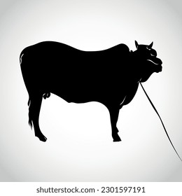 Set of cows Black silhouette cow isolated on white