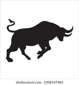 Set of cows. Black silhouette cow isolated on white. Hand drawn vector illustration.