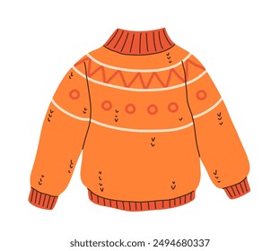 Set of cozy autumnal sweaters, scarves, socks, and warm accessories. Fall apparel clothes, cardigan, beanie kit. Vector hand drawn flat cartoon collection illustration