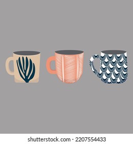 Set of cozy cups for coffee or tea