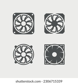 Set of CPU cooler fan on white background.