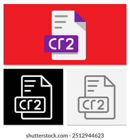 Set of Cr2 file format icons in flat style. minimalist flat format file icon. Can be used for websites, UI and interfaces.