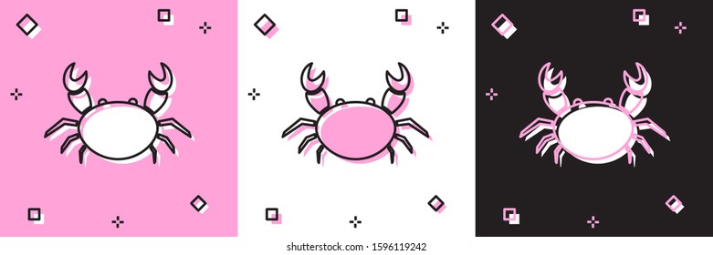 Set Crab icon isolated on pink and white, black background.  Vector Illustration