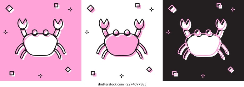 Set Crab icon isolated on pink and white, black background.  Vector