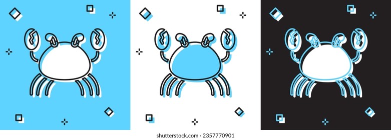 Set Crab icon isolated on blue and white, black background.  Vector