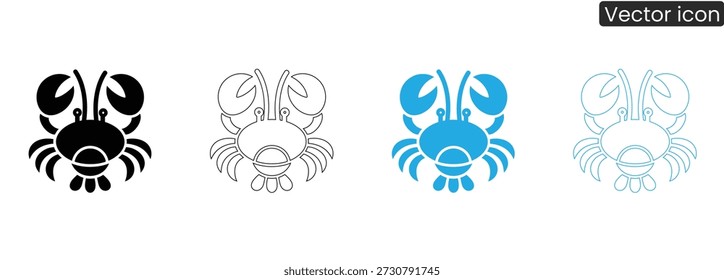 Krabbensymbole in verschiedenen Stilen und Farben, perfekt für verschiedene Designprojekte