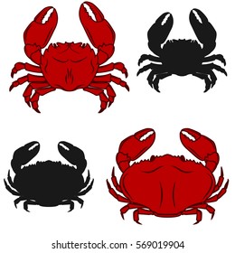 Set of crab icons isolated on white  background. Seafood. Design elements for logo, label, emblem, sign, brand mark. Vector illustration.