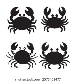 set of crab silhouette vector art.