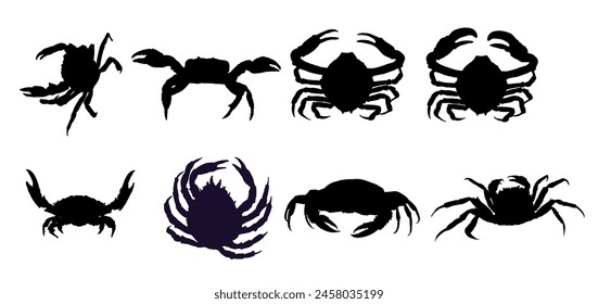Set of crab silhouette - vector illustration	