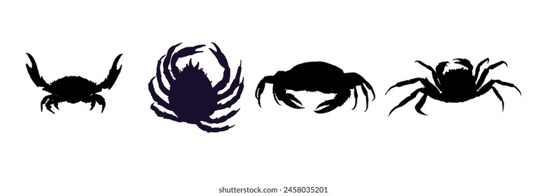 Set of crab silhouette - vector illustration	