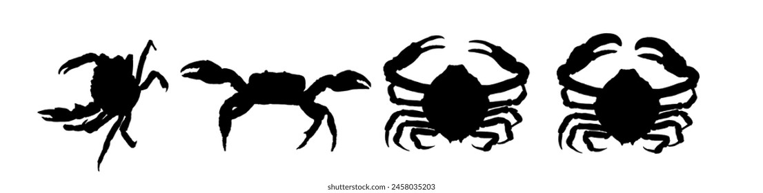Conjunto de silueta de cangrejo - Ilustración vectorial	