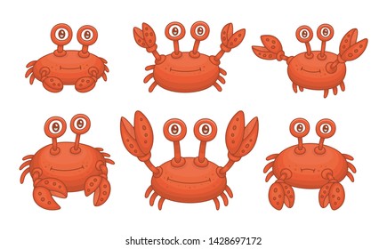 Set of Crabs. isolated on white background