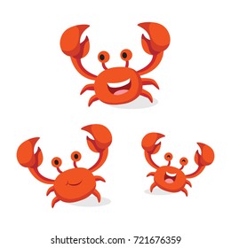 Set of crabs isolated on white background
