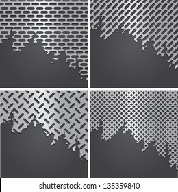 Set of cracked metal backgrounds