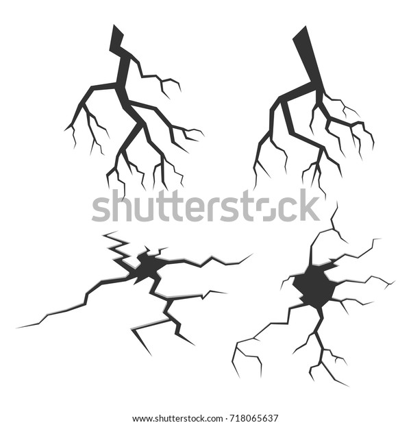 クラックとクレフのセット 地震後の地面の亀裂は表面で変わる ベクターイラスト のベクター画像素材 ロイヤリティフリー