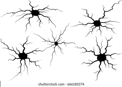 Set of cracks for disaster design. Different types isolated cracks textures: break of earth, cracks in the wall, glass clefts. Vector background.