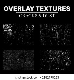 set of cracks and dust overlay textures, vector illustration