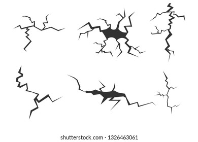 Set of cracks. Isolated on white background