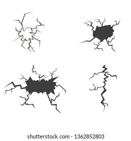 Set of cracks. Isolated on white background