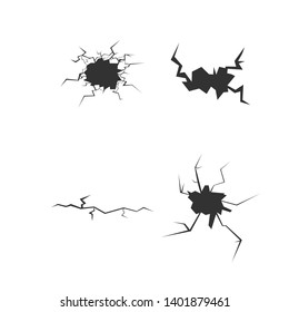 Set of cracks. Isolated on white background