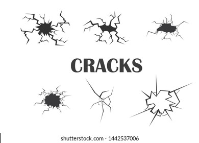 Set of cracks. Isolated on white background